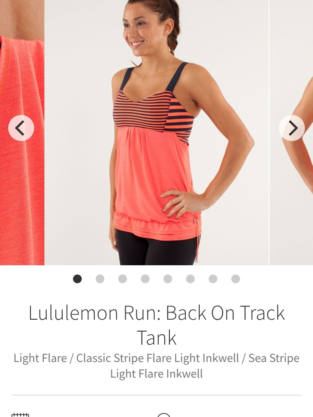 Lululemon Run: Back On Track Tank Top Striped Orange Navy Size  8 - Like New
